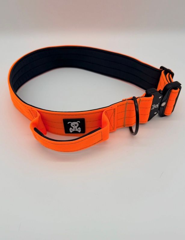 Halsband met handvat Neon Orange XXL (enkel op bestelling)