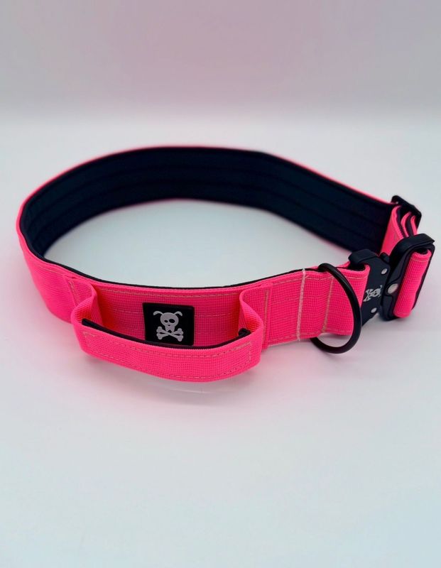 Halsband met handvat Neon Pink XXL (enkel op bestelling)
