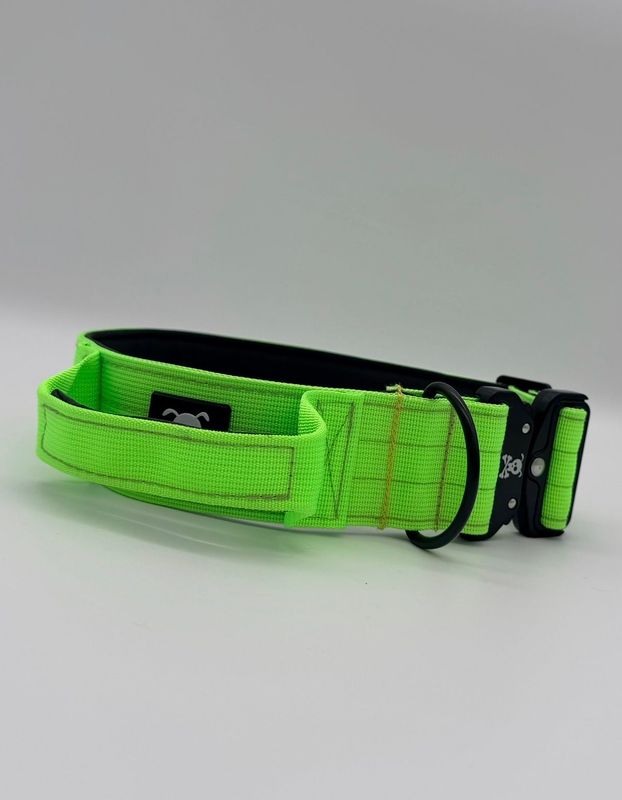 Halsband met handvat Neon Green L