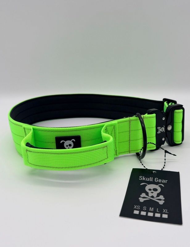 Halsband met handvat Neon Green  XL