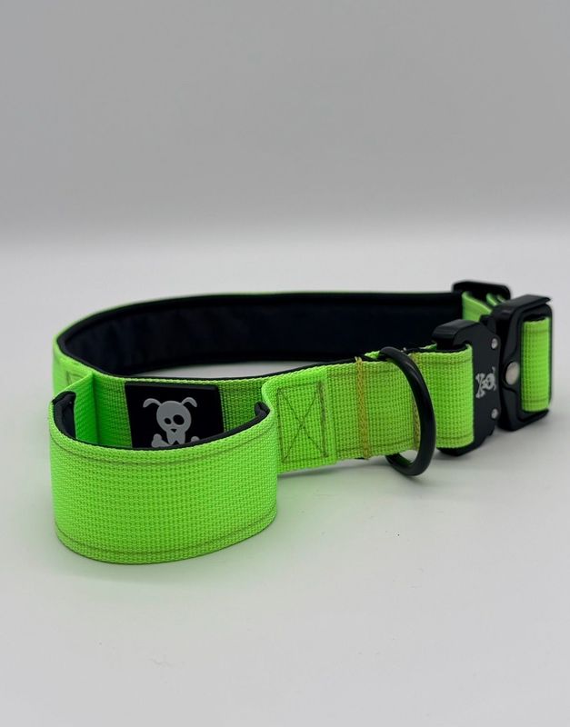 Halsband met handvat Neon Green M