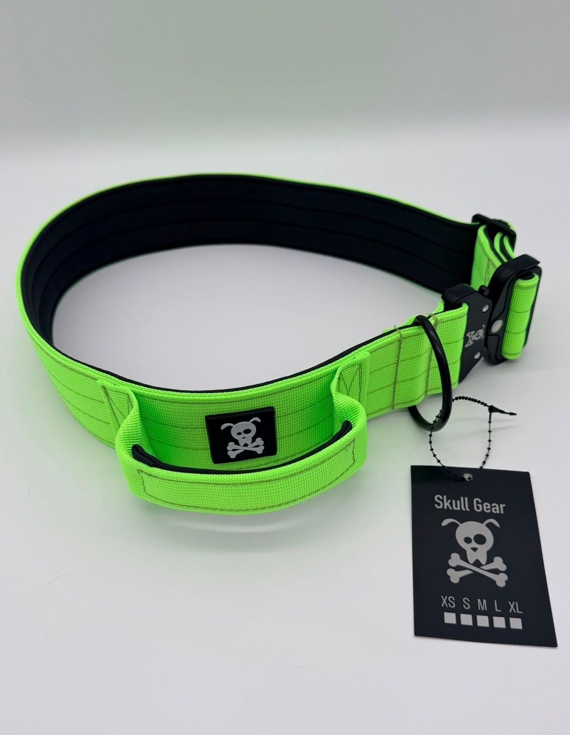 Halsband met handvat Neon Green XXL (enkel op bestelling)