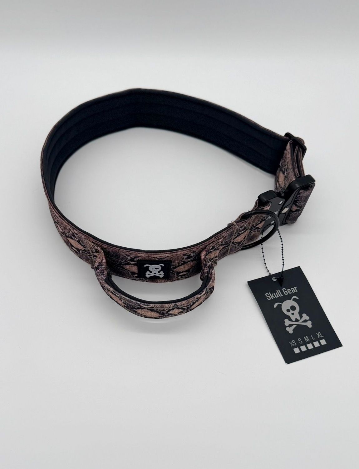 Halsband met handvat Snakeskin XXL (enkel op bestelling)