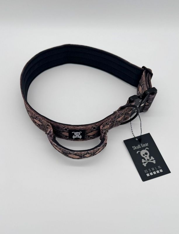 Halsband met handvat Snakeskin XXL (enkel op bestelling)