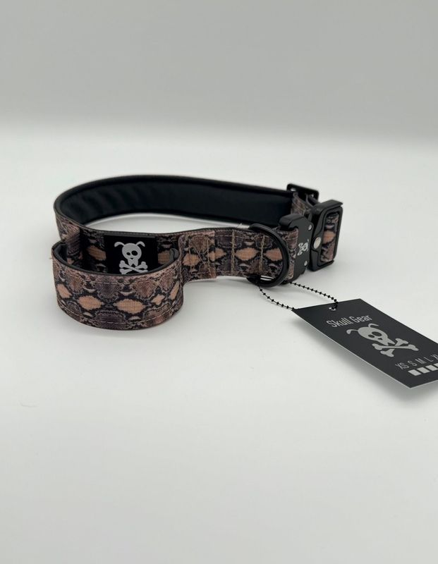 Halsband met handvat Snakeskin M