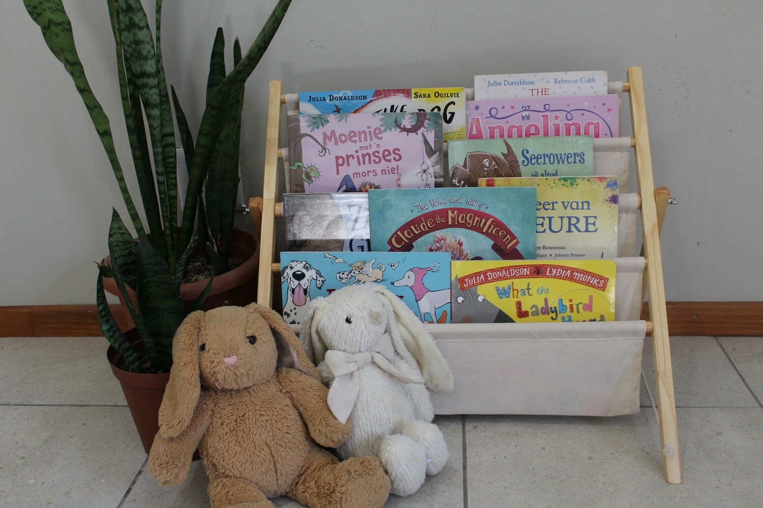 Toddler Bookshelf - Fabric &amp; Wood - Natural Beige