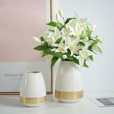 Golden Detail Marble Ceramic Flower Vase Pot Golden Detail Marble Ceramic Flower Vase Pot