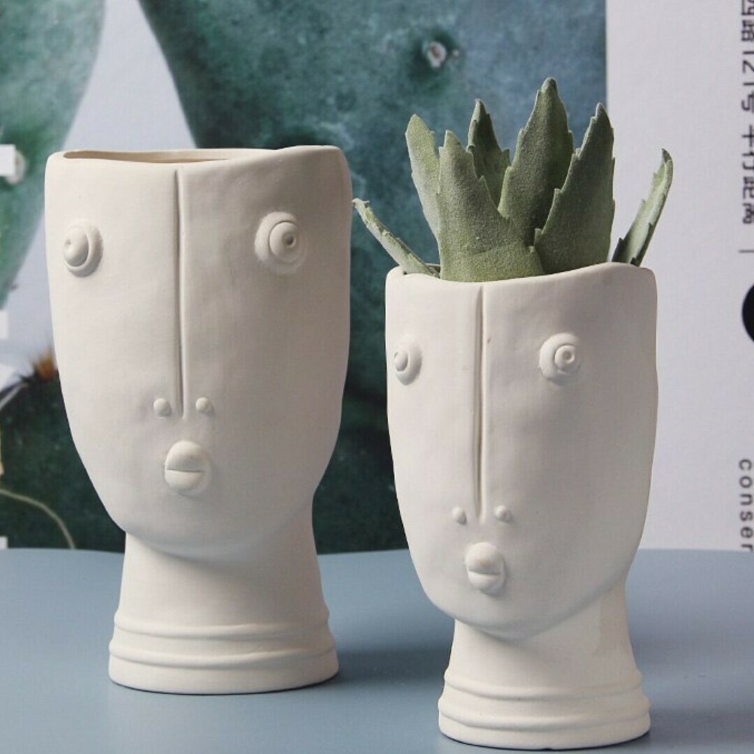 Nordic Abstract Human Face Ceramic Flower Pot