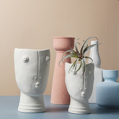 Nordic Abstract Human Face Ceramic Flower Pot Nordic Abstract Human Face Ceramic Flower Pot