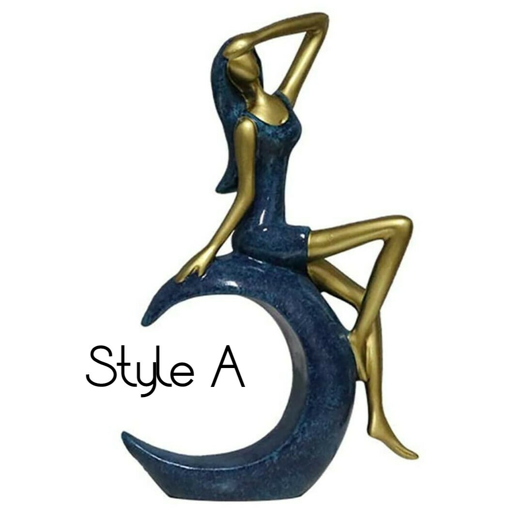 Reading Girl On The Moon Figurines Desktop Decoration Ornament  Statute