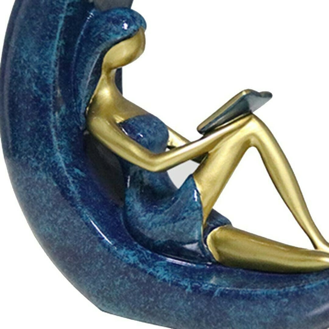 Reading Girl On The Moon Figurines Desktop Decoration Ornament  Statute