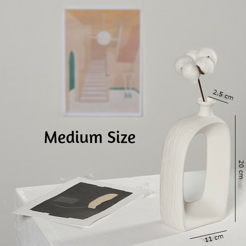 Abstract Nordic  Unique O-Shape Decorative Ceramic Flower Vase