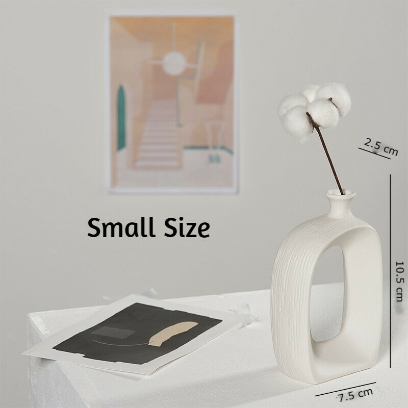Abstract Nordic  Unique O-Shape Decorative Ceramic Flower Vase