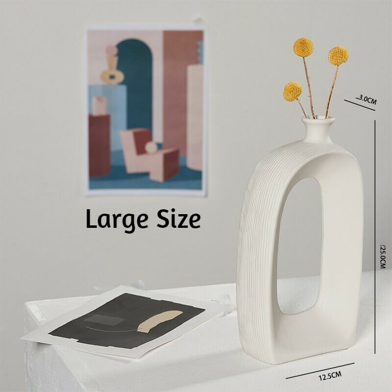 Abstract Nordic  Unique O-Shape Decorative Ceramic Flower Vase