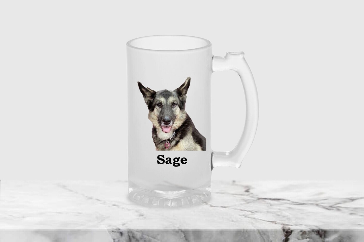 Custom Pet Photo Beer Glass With Handle