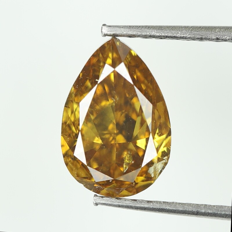 1.55 CT Pear Shape Natural Loose Diamond Yellowish Orange Color Clarity SI2 For Engagement Ring and Wedding Ring 9.04 MM/Sku:1TFCC1-70