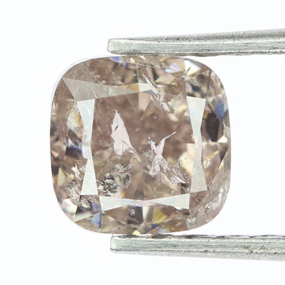 1.05 CT Cushion Shape Natural Loose Diamond Brown Pink Color Clarity I2 For Engagement and Wedding Ring 5.28 MM
