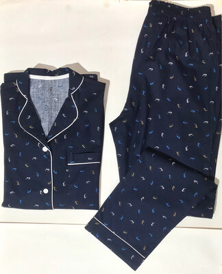Cotton Women Blue Print Nightsuit