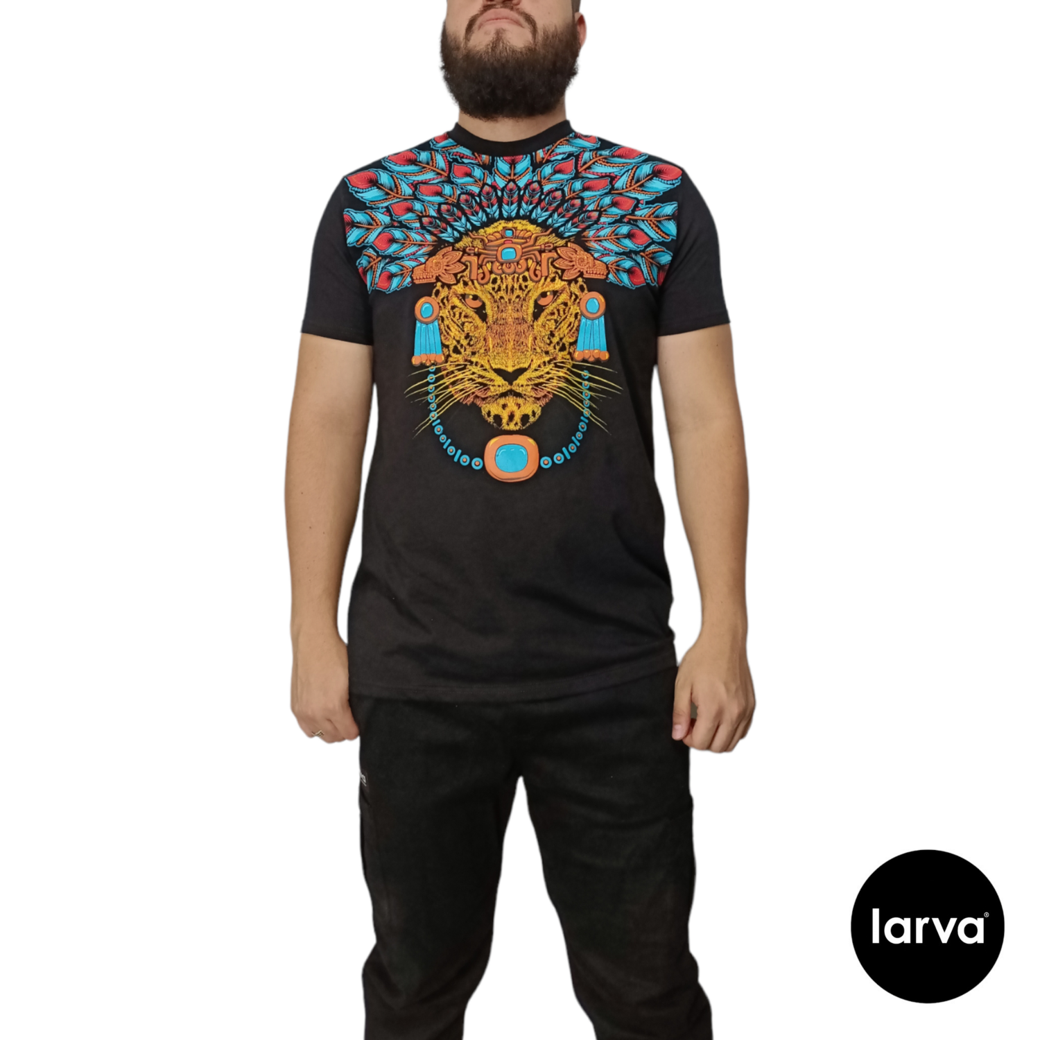 PLAYERA NEGRO JAGUAR COLLAR PENACHO S