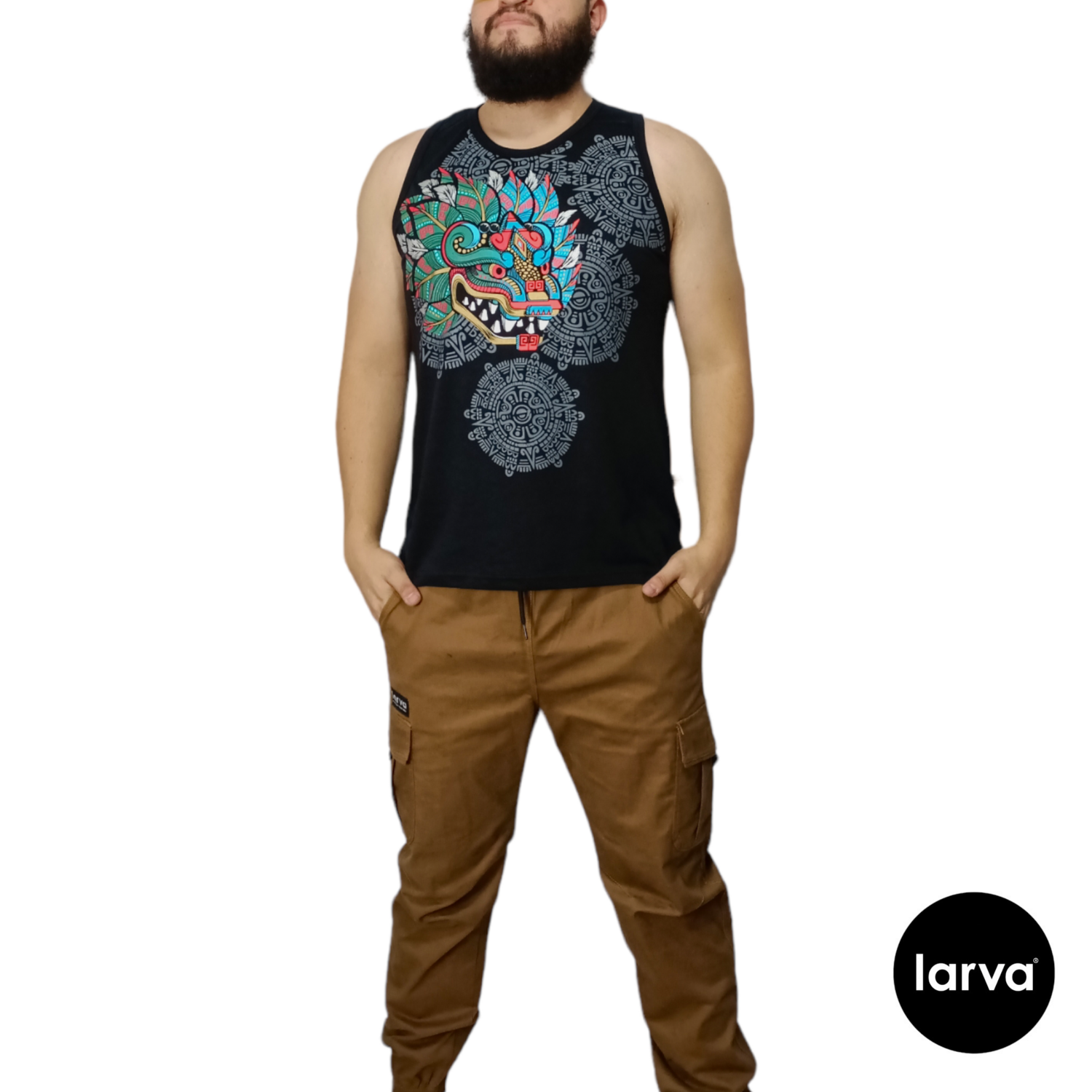 CAMISETA NEGRO SERPIENTE EMPLUMADA S