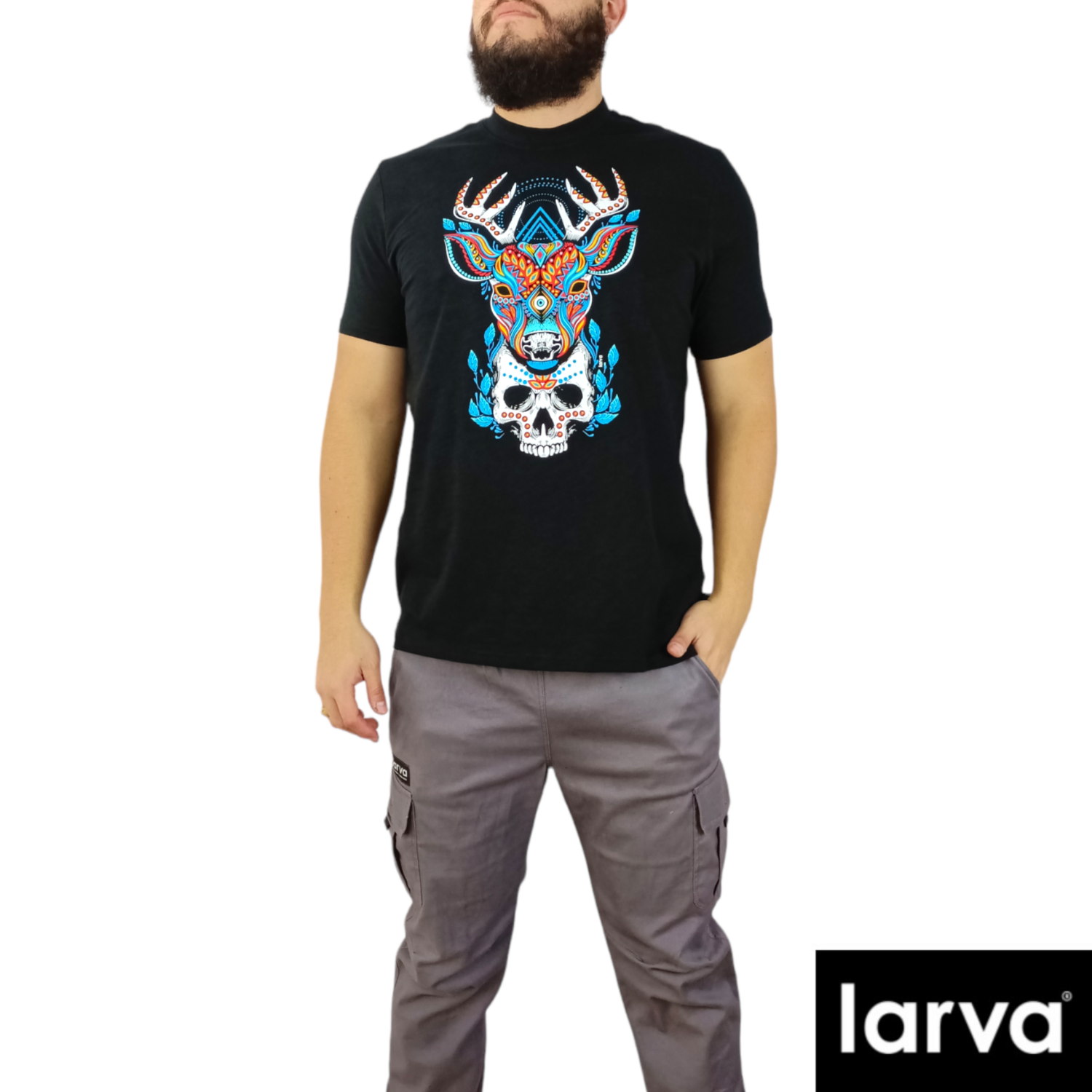 PLAYERA NEGRO VENADO CRANEO NAVAJO S
