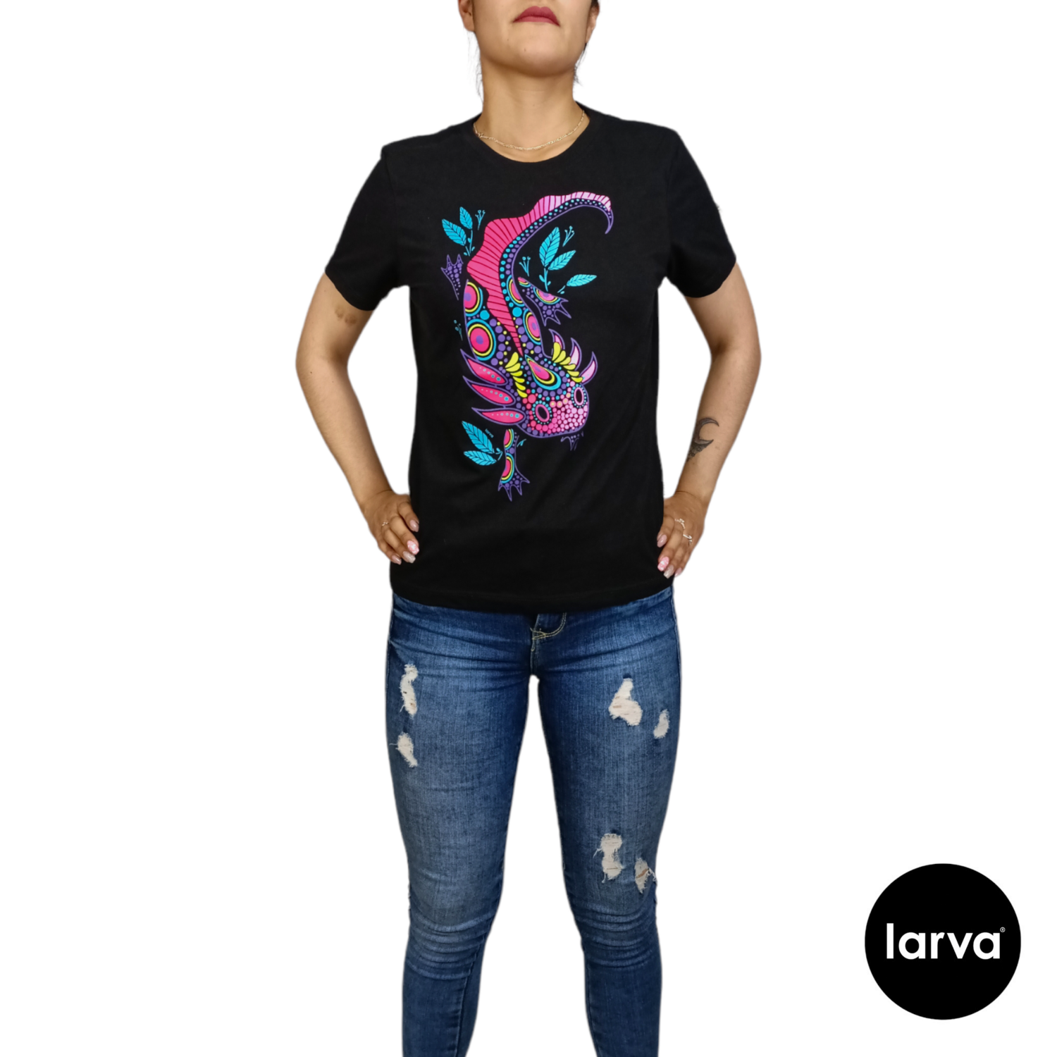 BLUSA NEGRO AXOLOTL HOJAS S
