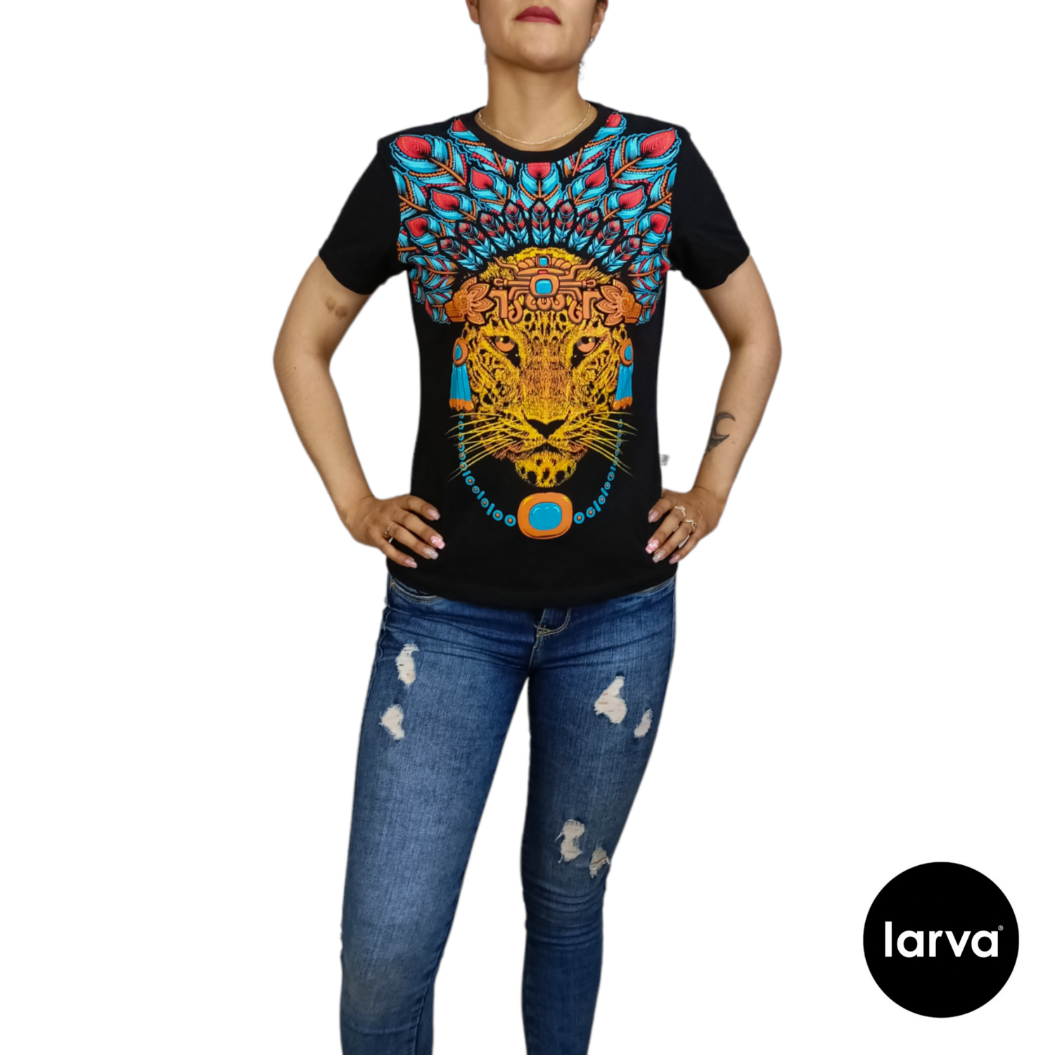 BLUSA NEGRO JAGUAR COLLAR PENACHO S