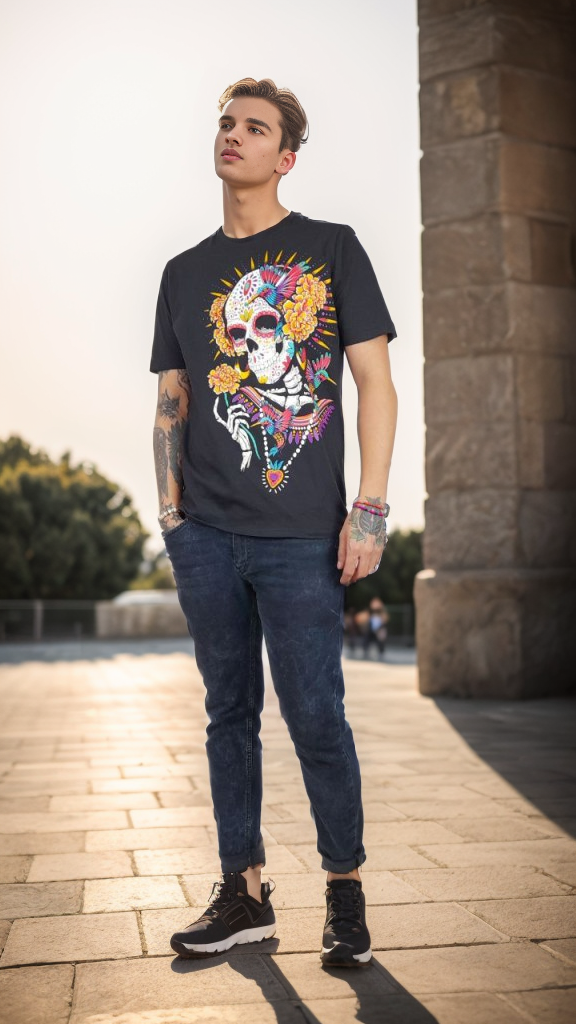 PLAYERA NEGRO CATRINA COLIBRI M