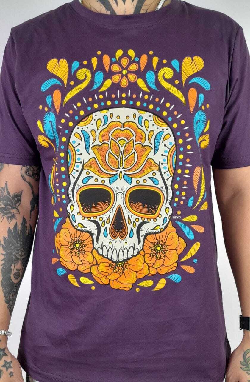 PLAYERA UVA CALAVERA FLORES M