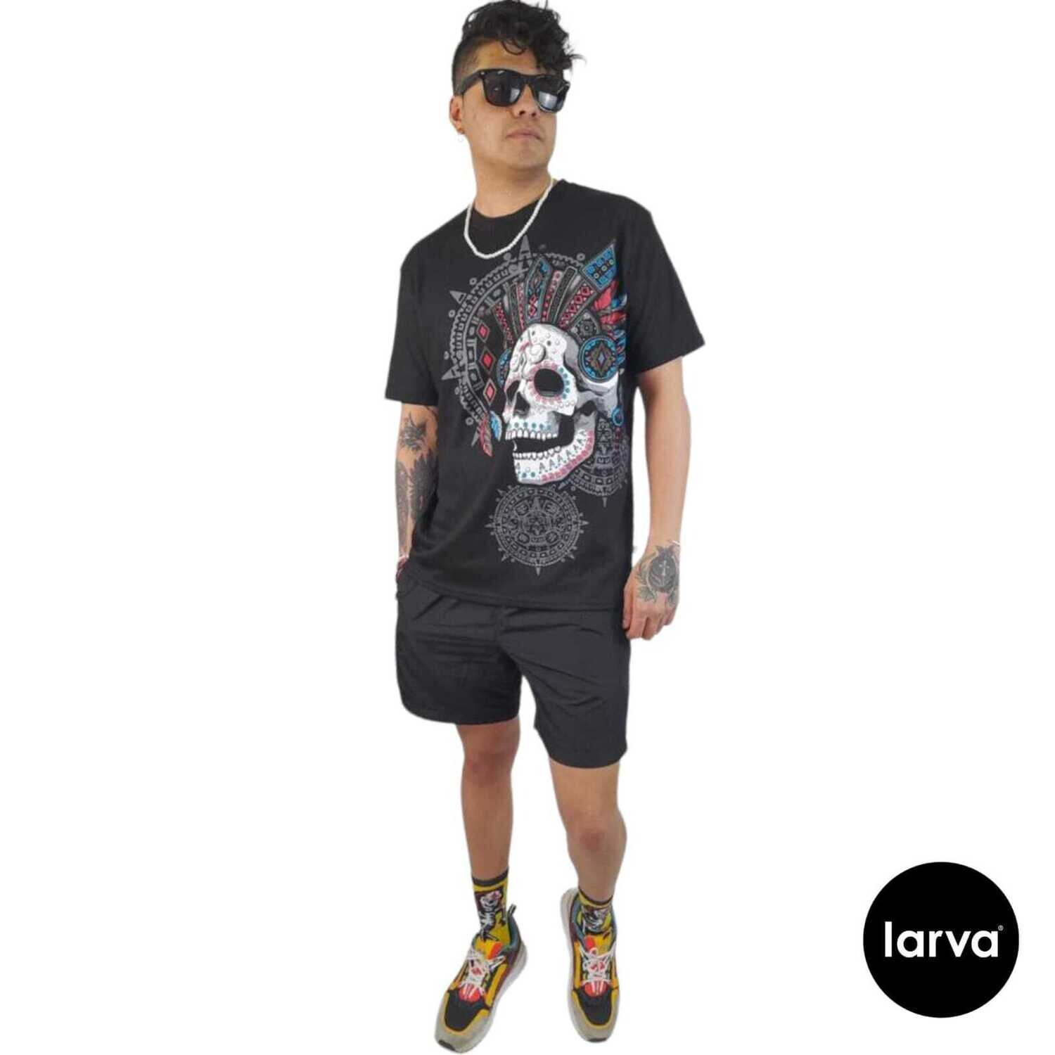 PLAYERA RELAXED FIT NEGRO CRANEO PREHISPANICO M