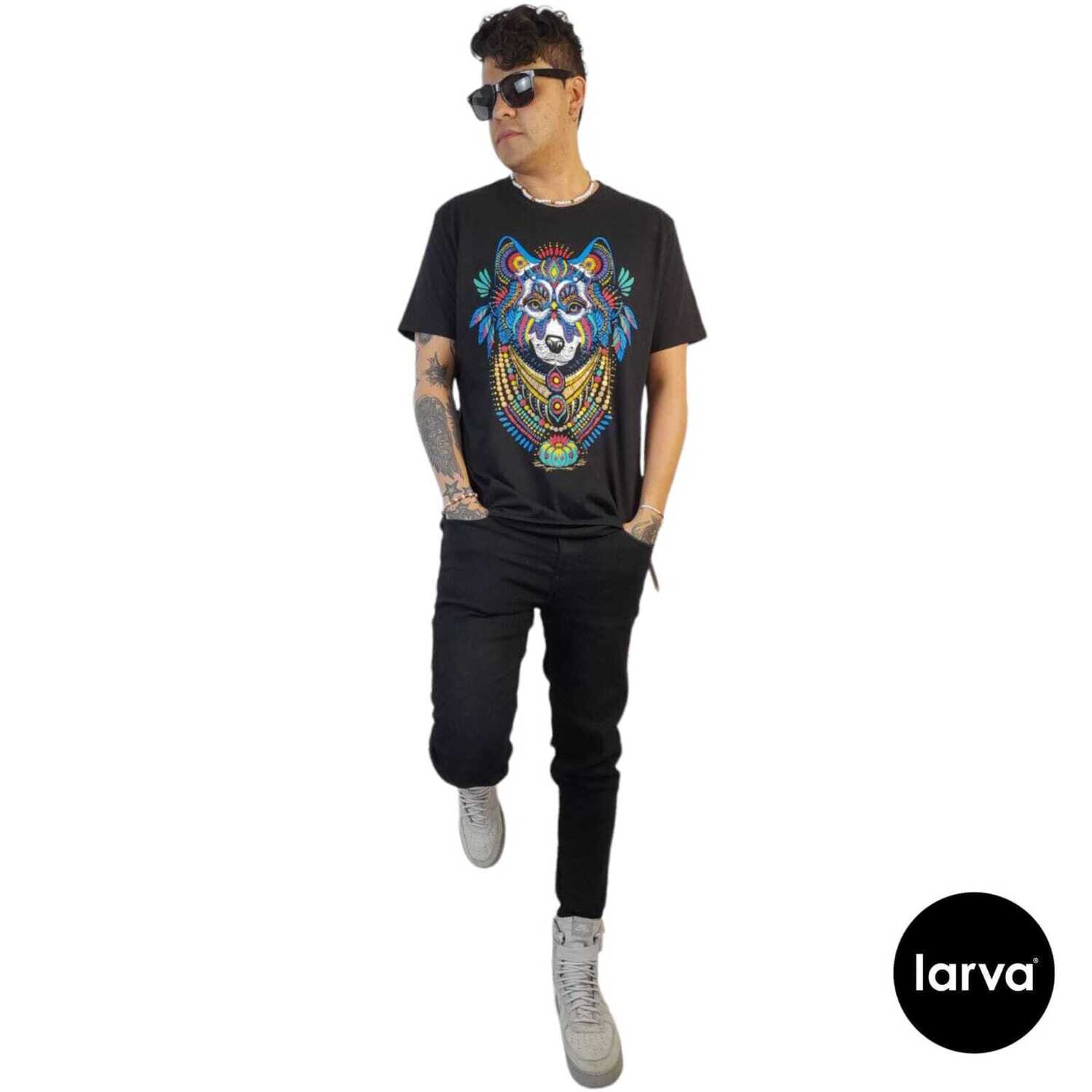 PLAYERA NEGRO PEYOTE LOBO L