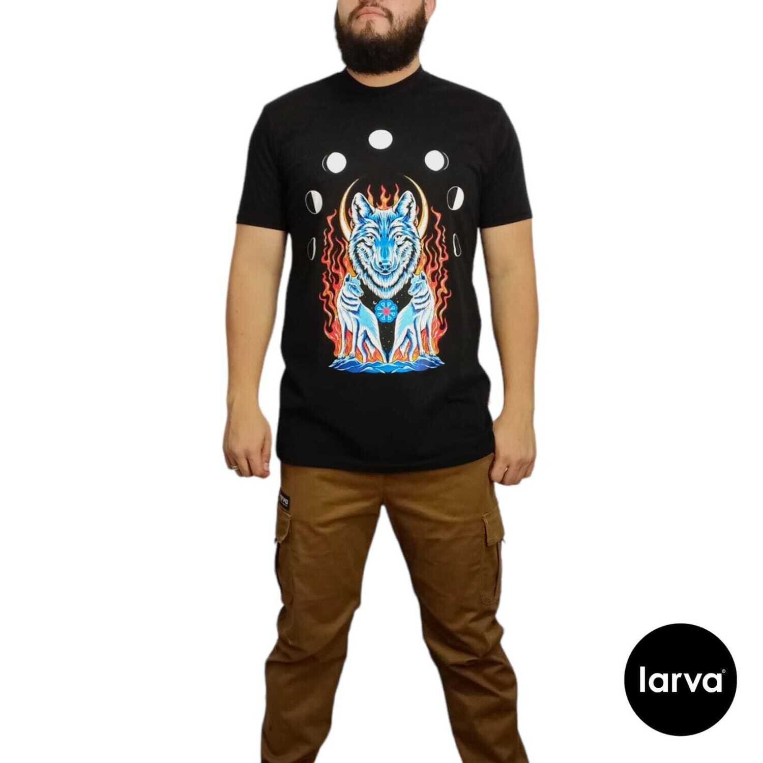 PLAYERA NEGRO LOBO FASE LUNAR S