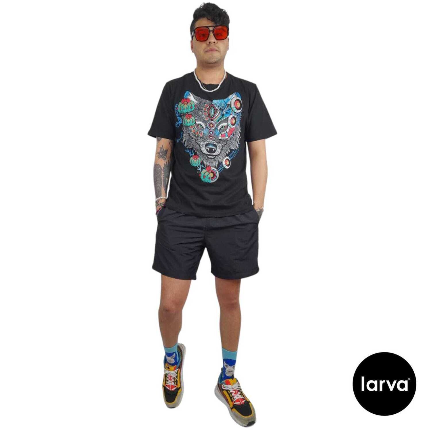 PLAYERA NEGRO LOBO PEYOTE CYBER L