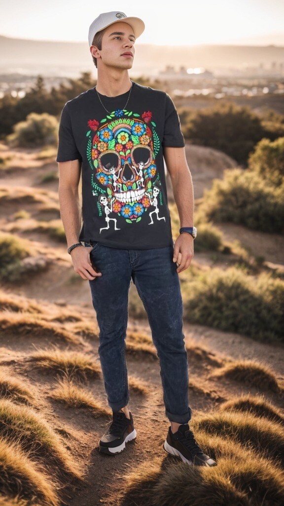 PLAYERA NEGRO FIESTA DE MUERTOS M