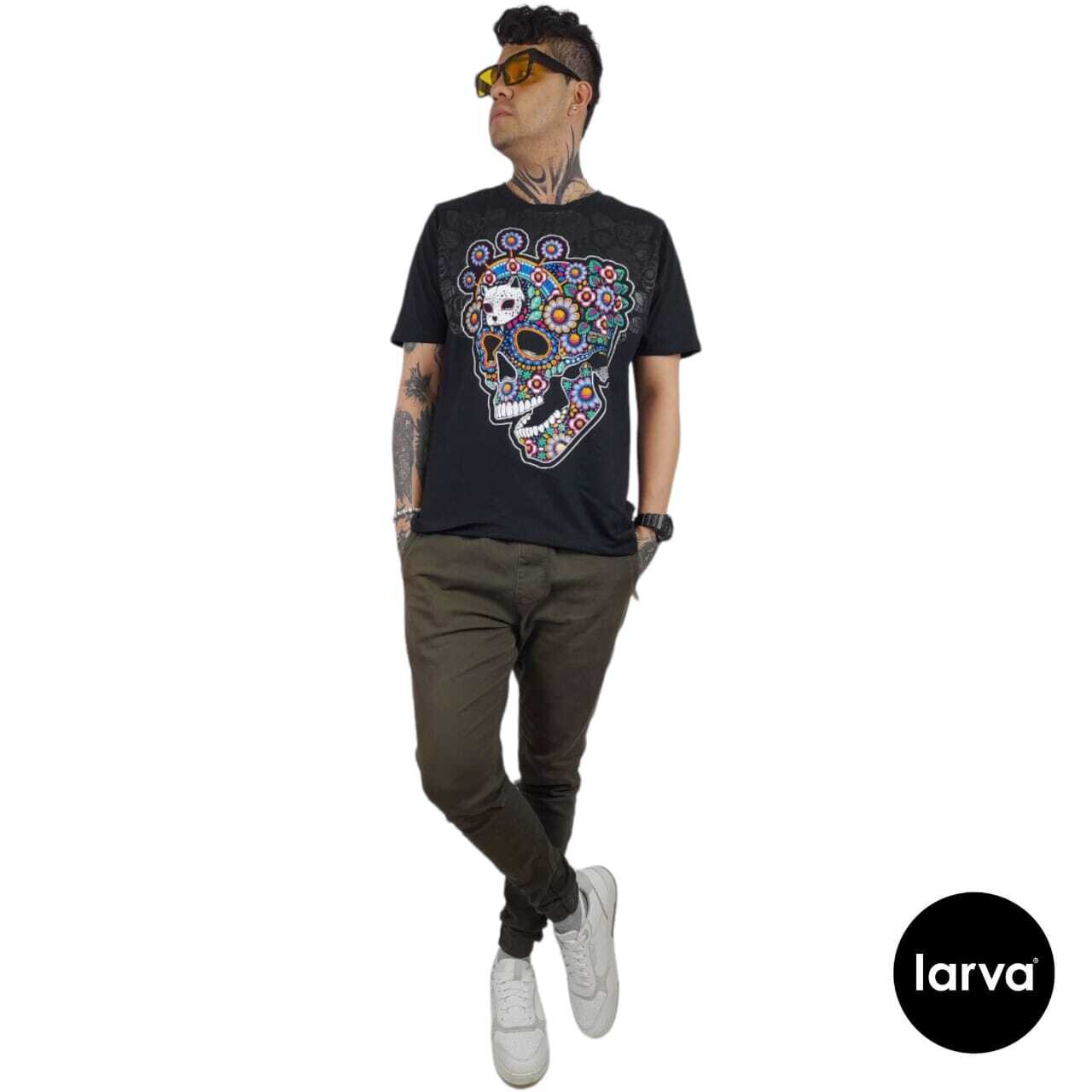 PLAYERA NEGRO CRANEO FLORAL M