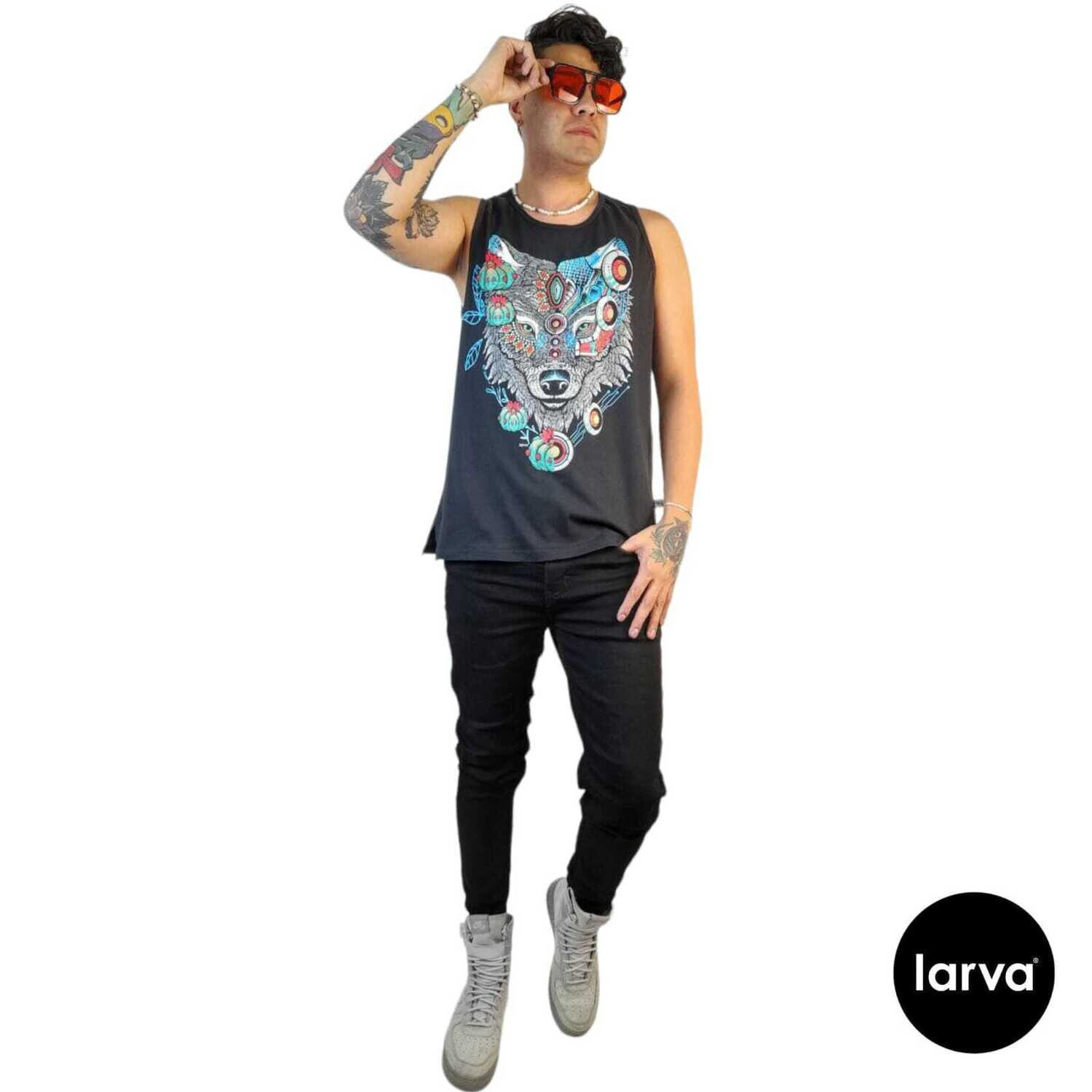 CAMISETA NEGRO LOBO PEYOTE CYBER M
