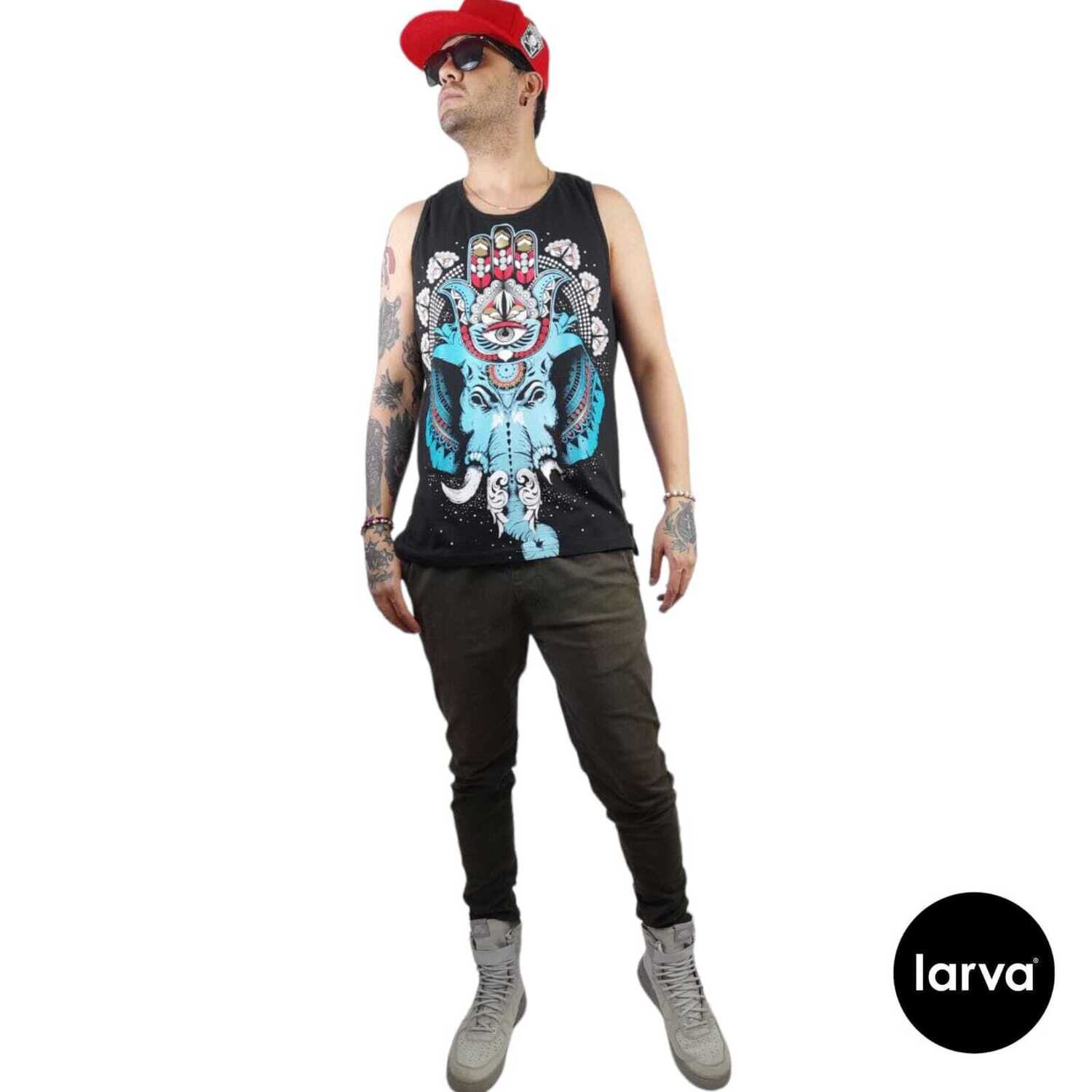 CAMISETA NEGRO GANESH HAMSA MANTRA XL