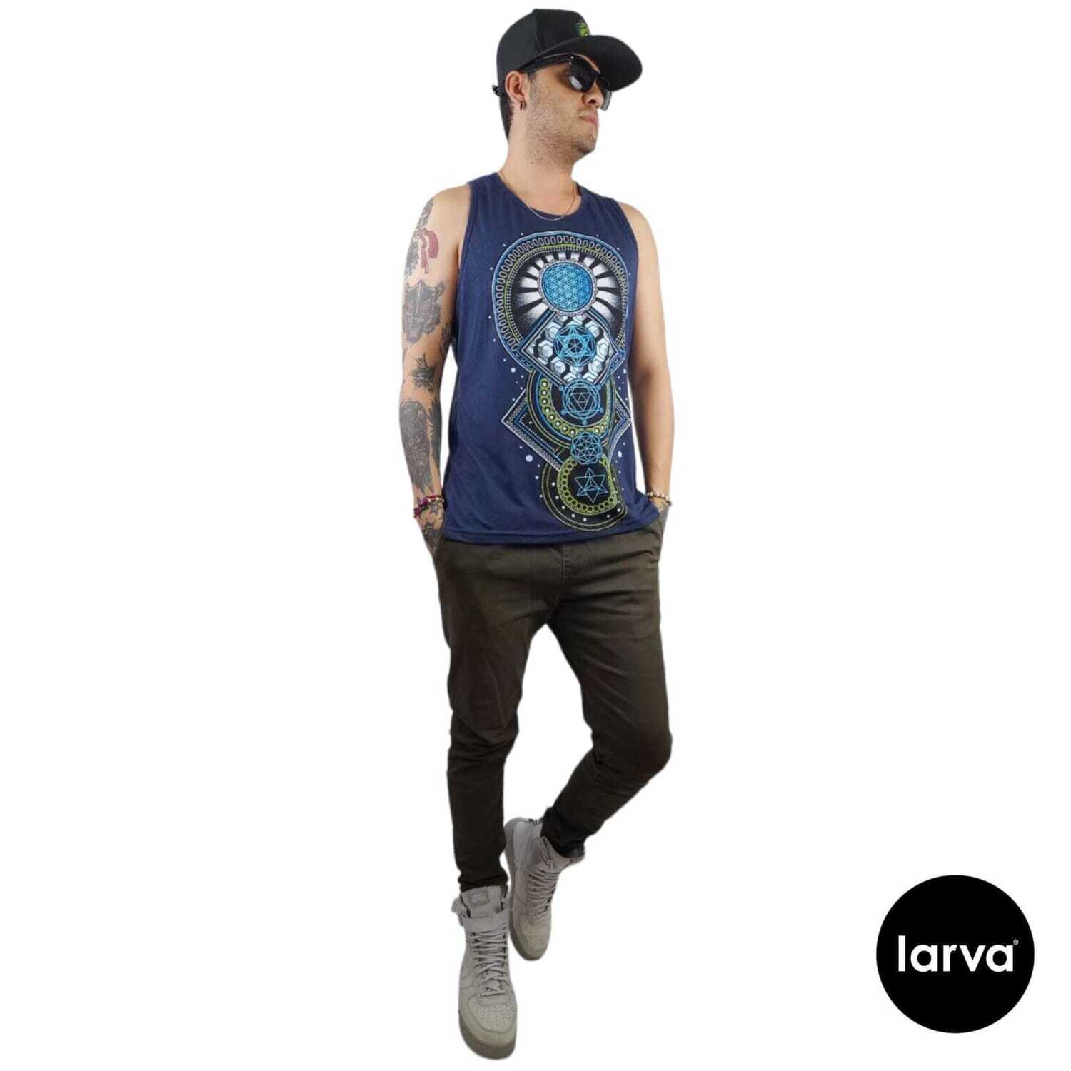 CAMISETA MARINO GEOMETRIA SAGRADA FLOR DE LA VIDA L
