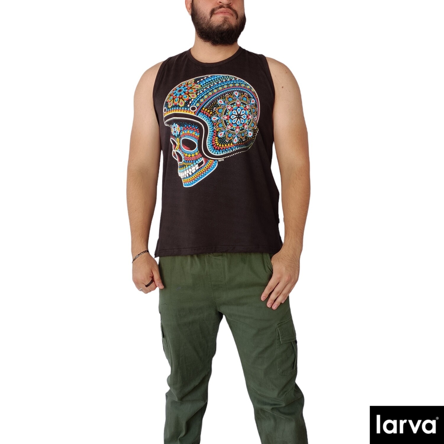 CAMISETA NEGRO CASCO HUICHOL M