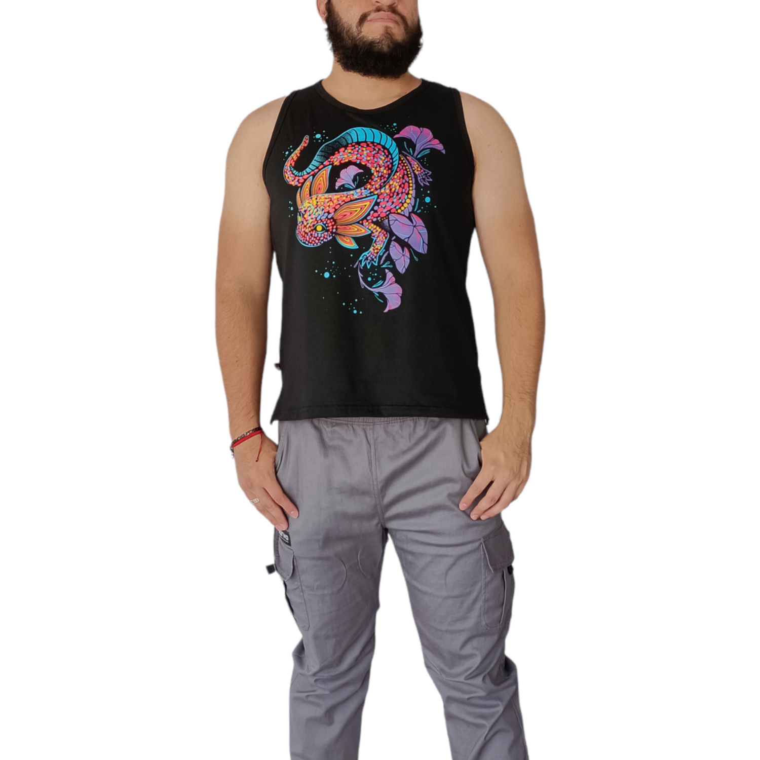 CAMISETA NEGRO XOCHIPILLI HONGOS/ AXOLOTL ANCESTRAL S