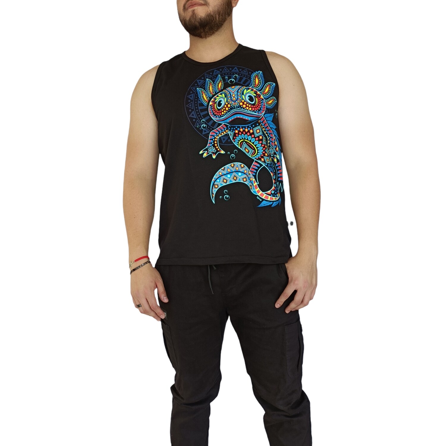 CAMISETA NEGRO AXOLOTL MANDALA L