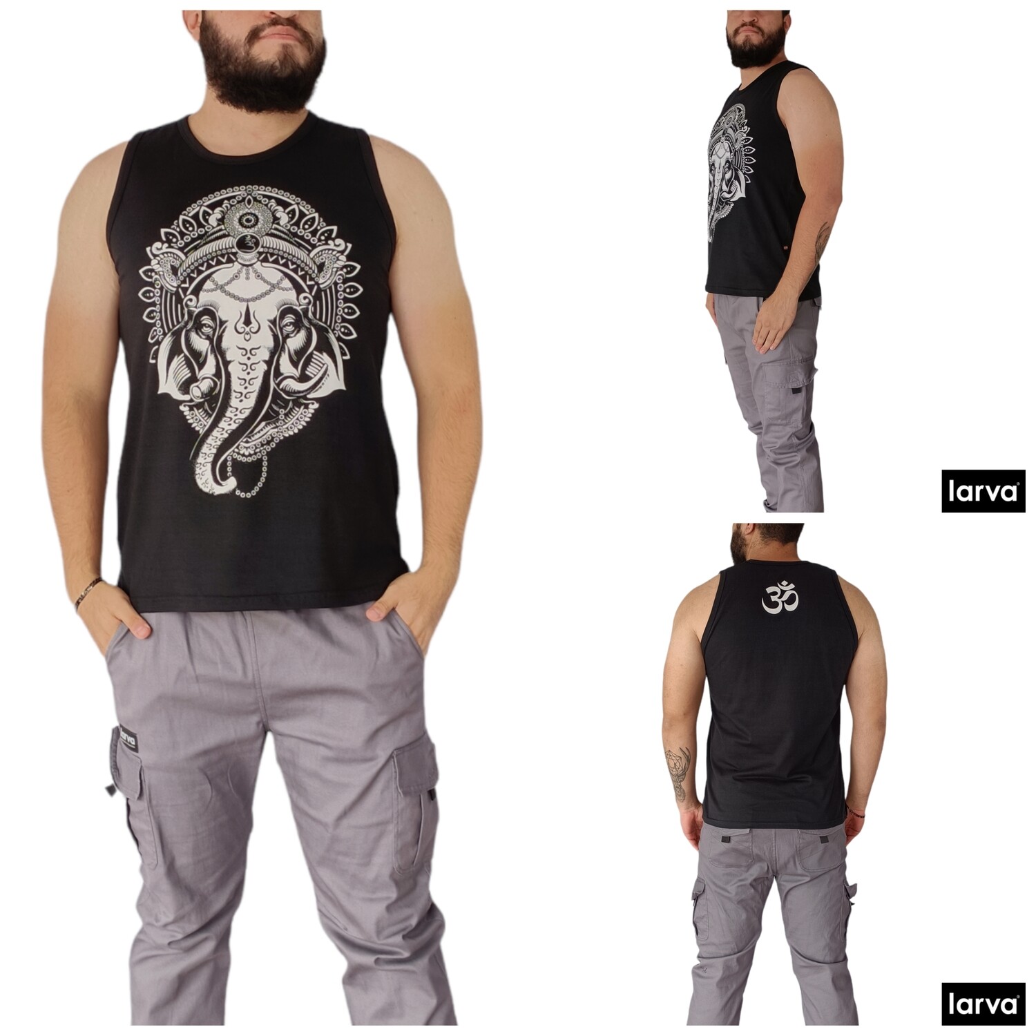 CAMISETA NEGRO GANESH MANDALA S
