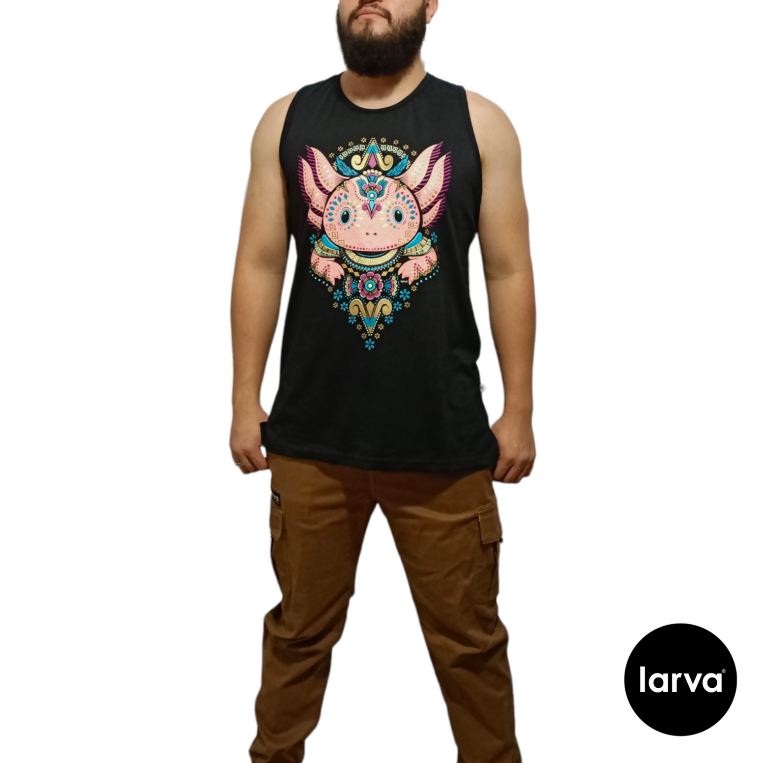 CAMISETA NEGRO AXOLOTL PREHISPANICO M