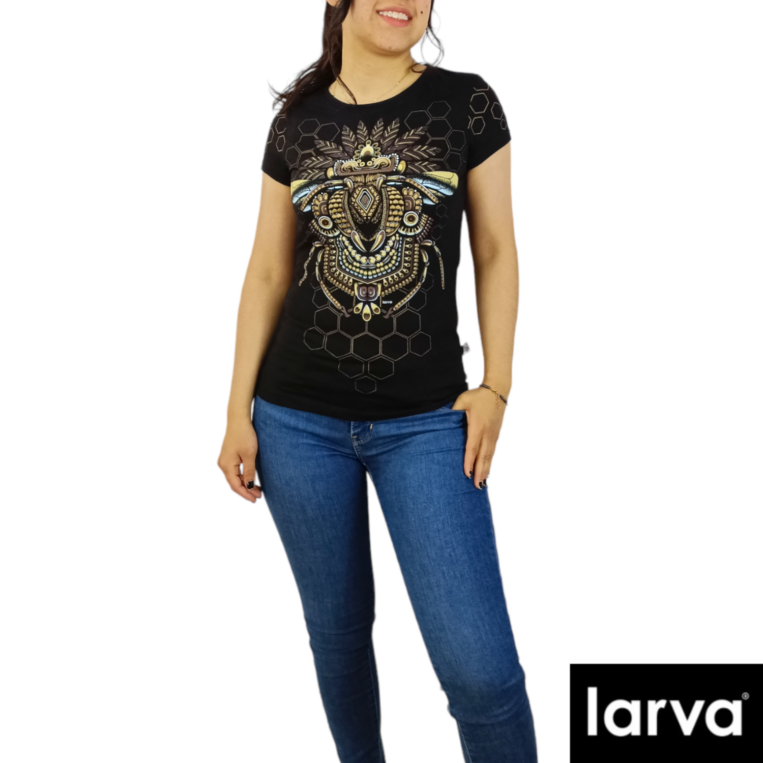 BLUSA NEGRO ABEJA PREHISPANICA S