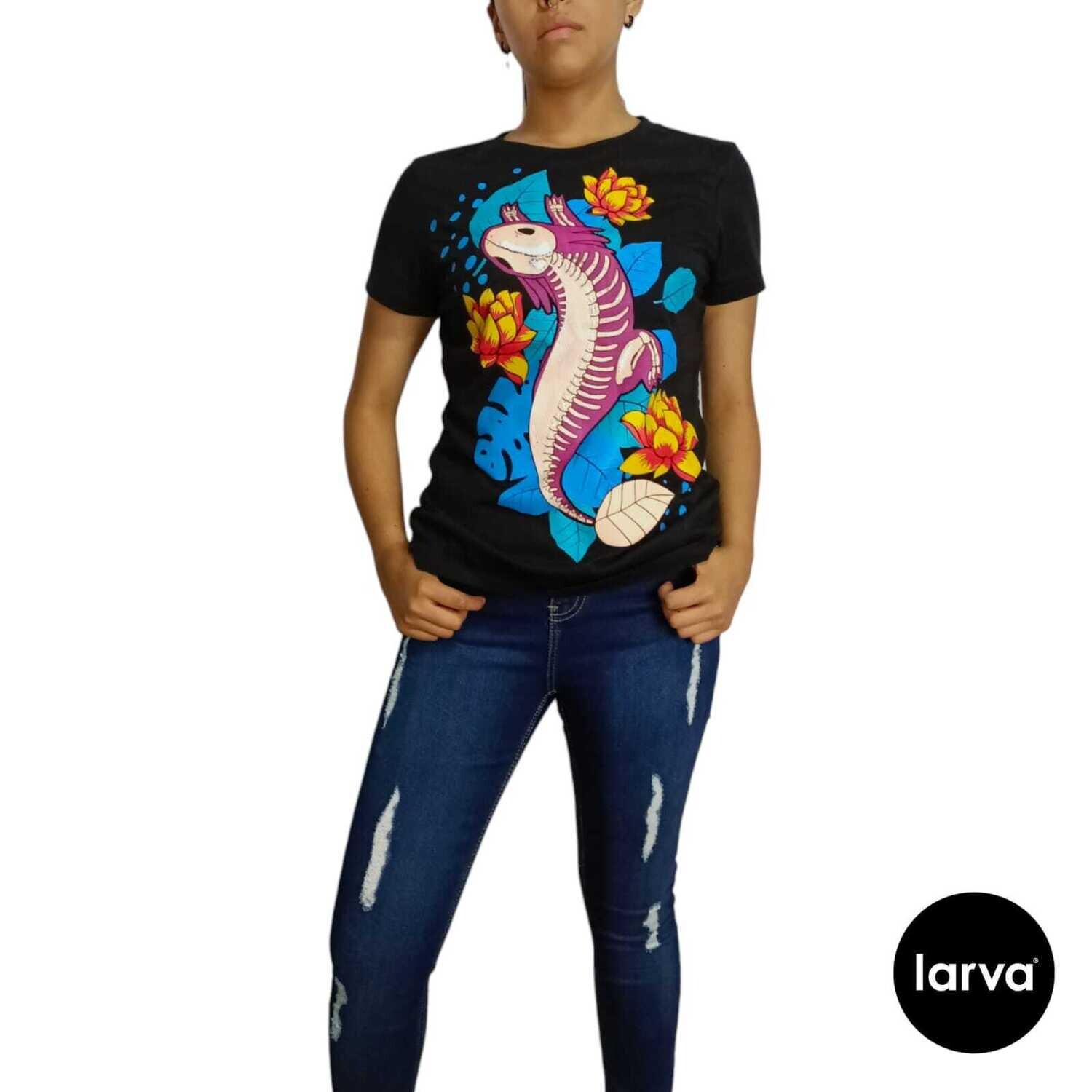 BLUSA NEGRO ESQUELETO AXOLOTL S