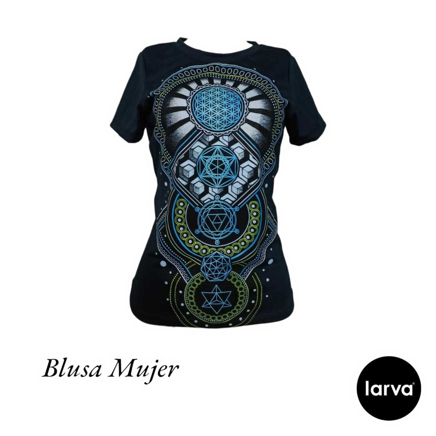 BLUSA MARINO GEOMETRIA SAGRADA FLOR DE LA VIDA L