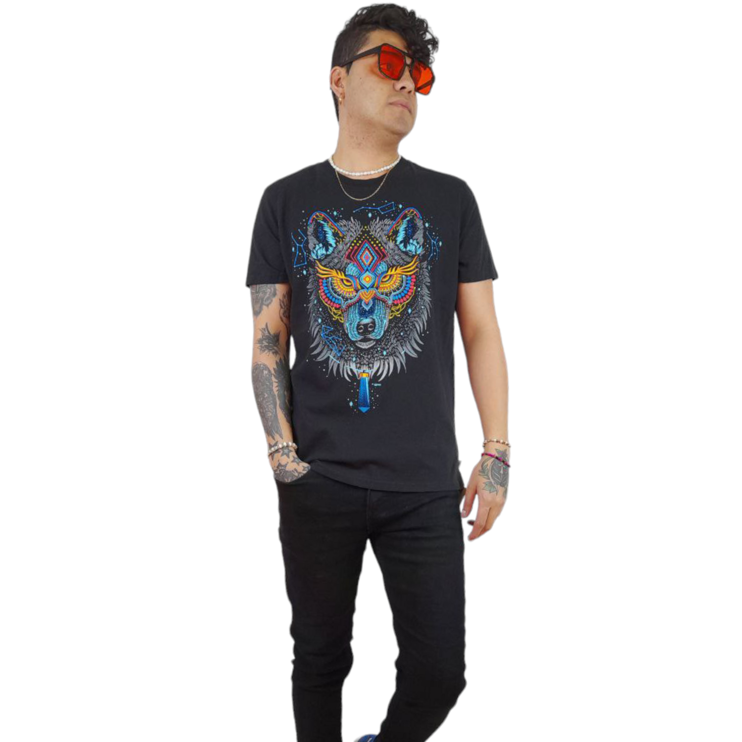 PLAYERA NEGRO LOBO CONSTELACIONES XL