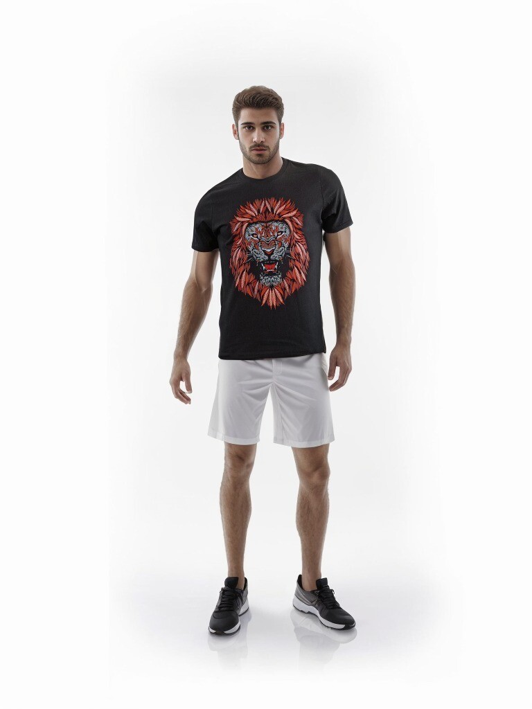 PLAYERA NEGRO LEON HOJAS S