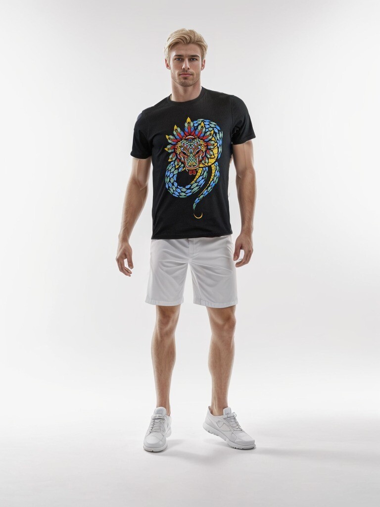 PLAYERA NEGRO SERPIENTE EMPLUMADA L