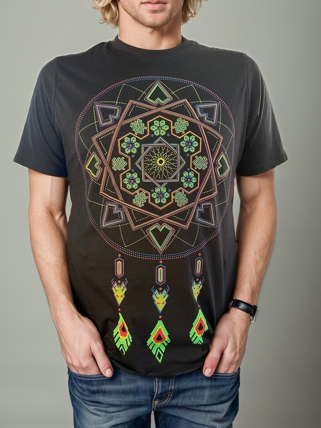 PLAYERA NEGRO ATRAPASUE�OS MISTICO HUCHOL